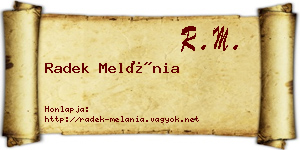 Radek Melánia névjegykártya